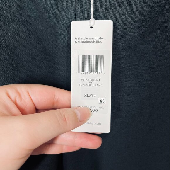 NWT Eileen Fisher Stretch Slim Ankle Pant in Dark Green "Ivy" Size XL - Picture 3 of 8